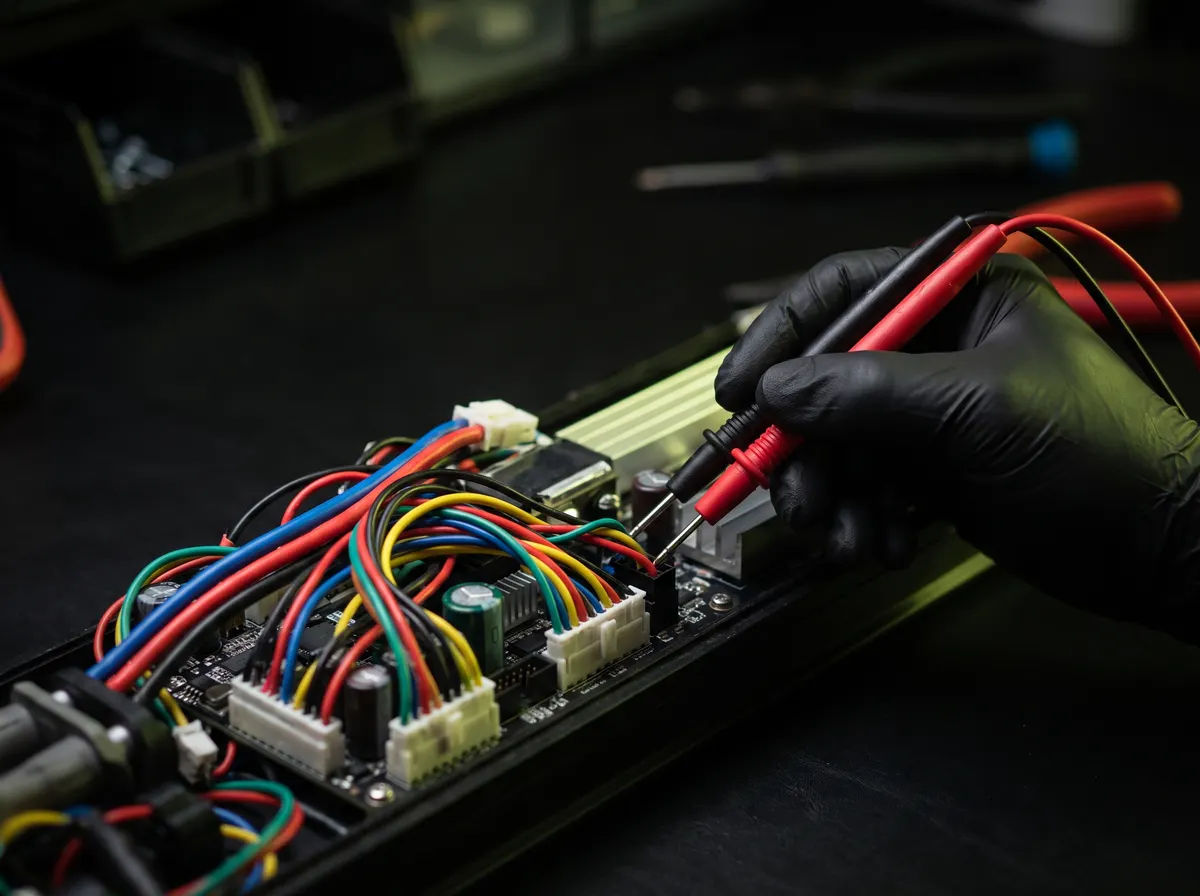 Contrôleur électronique testé au multimètre